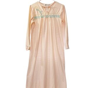 Vandamere Vintage Nightgown Vintage Lightweight Flannel Pink with Appliqués